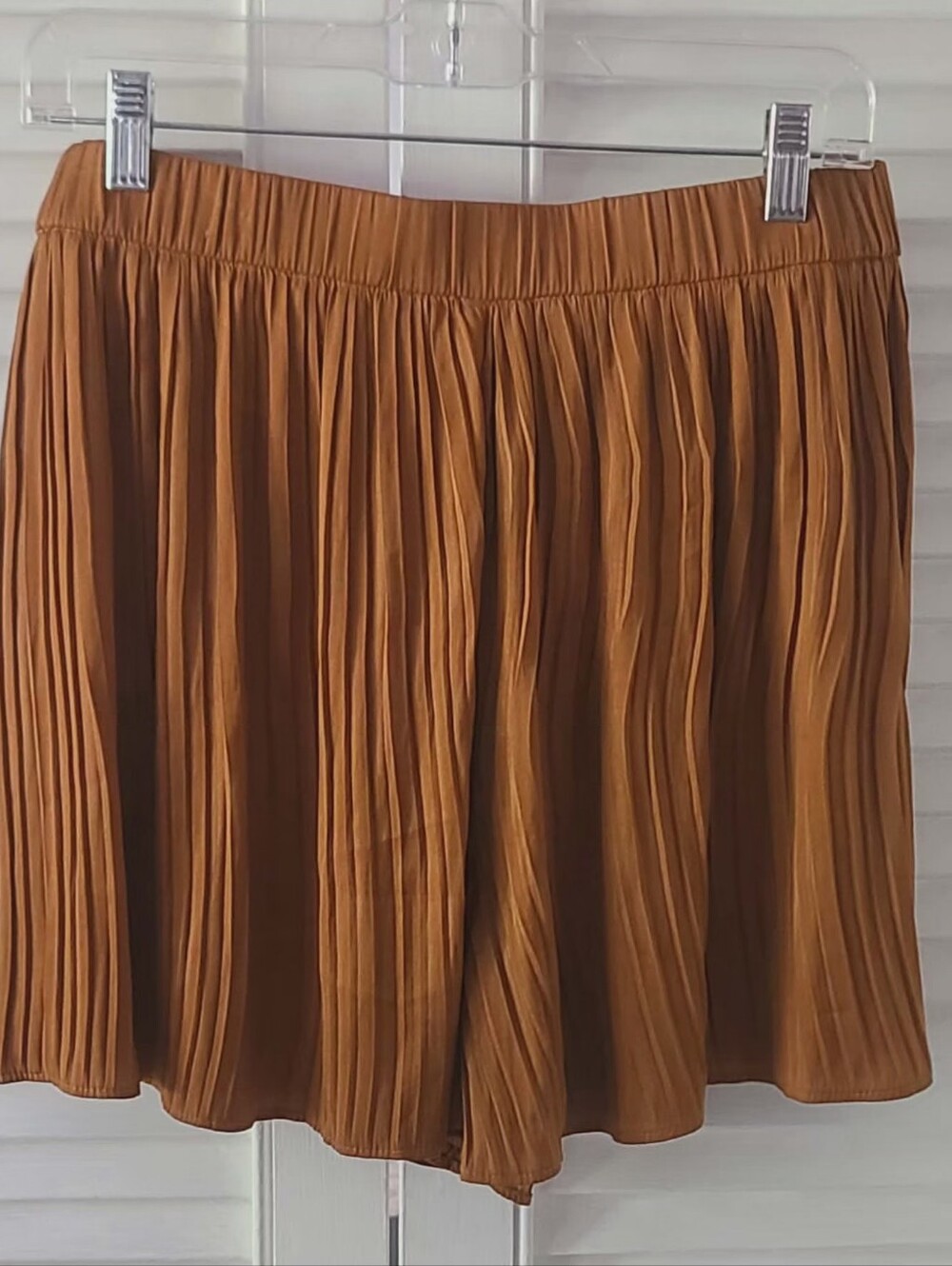 Zara Rust Satin Pleated Tassel Shorts Size L Boho Festival Resort - Picture 3 of 7